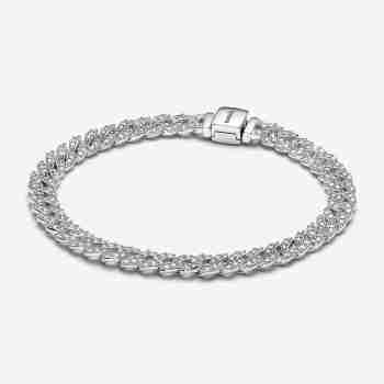 Bracciale Catena Maglia Cubana Pavè
