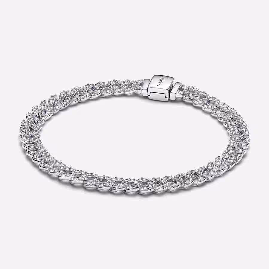 Bracciale Catena Maglia Cubana Pavè Bracciale Catena Maglia Cubana Pave