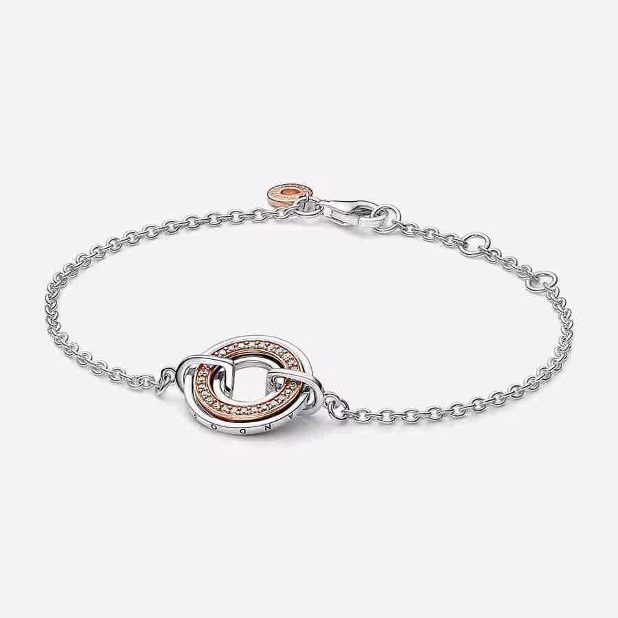 Bracciale Cerchio Bicolore con Logo e Pavè Bracciale Cerchio Bicolore con Logo e Pave