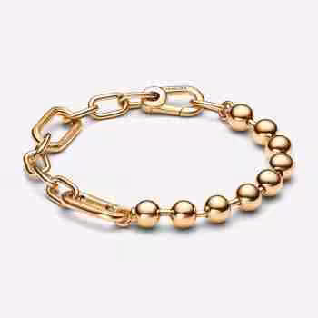 Bracciale Maglia Link e Sfere -Placcato oro