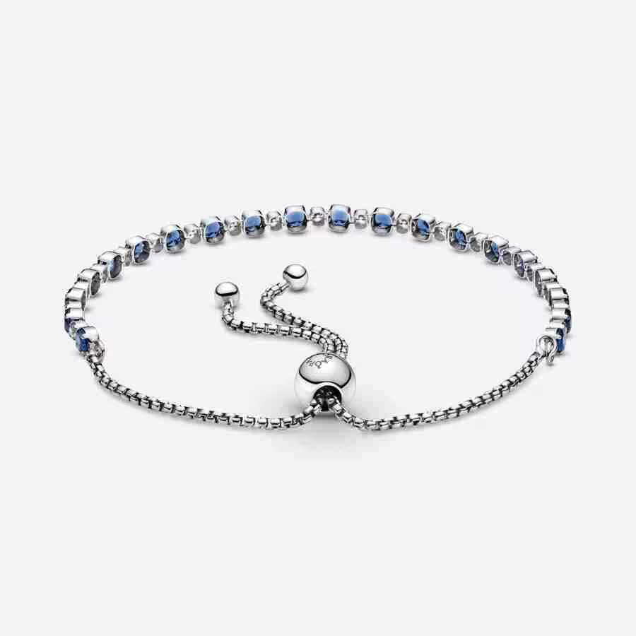 Bracciale Tennis Blu con Chiusura Regolabile_2