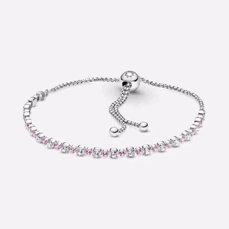 Bracciale Tennis Rosa con Chiusura Regolabile Bracciale Tennis Rosa con Chiusura Regolabile