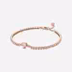 Bracciale Tennis Rosa con Cuore in Rilievo Bracciale Tennis Rosa con Cuore in Rilievo
