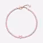Bracciale Tennis Rosa con Cuore in Rilievo