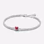 Bracciale Tennis con Cuore Rosso Bracciale Tennis con Cuore Rosso