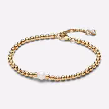 Bracciale con Perla d’Acqua Dolce Coltivata e Sfere-Placcato oro