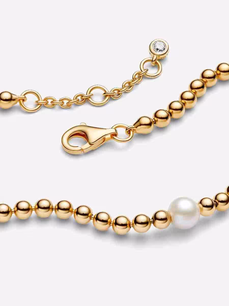 Bracciale con Perla d’Acqua Dolce Coltivata e Sfere-Placcato oro_1