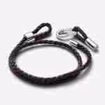 Bracciale in Pelle Marrone Doppio con Chiusura a Moschettone Regolabile