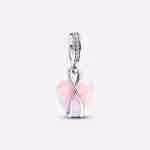 Charm Pendente Cuore di Mamma Rosa Opalescente Charm Pendente Cuore di Mamma Rosa Opalescente
