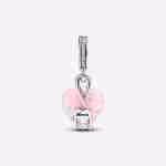 Charm Pendente Cuore di Mamma Rosa Opalescente