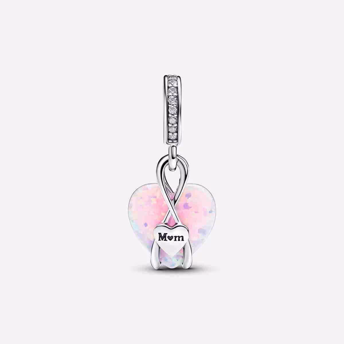 Charm Pendente Cuore di Mamma Rosa Opalescente_1
