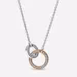Collana Cerchi Intrecciati Bicolore e Pavè Collana Cerchi Intrecciati Bicolore e Pavè