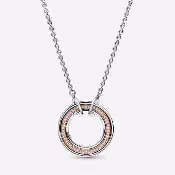 Collana Cerchio Bicolore Logo e Pavè