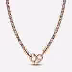 Collana Maglia Geometrica con Chiusura a Cuore-Placcato oro rosa