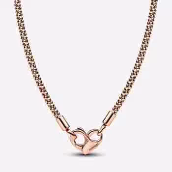 Collana Maglia Geometrica con Chiusura a Cuore-Placcato oro rosa