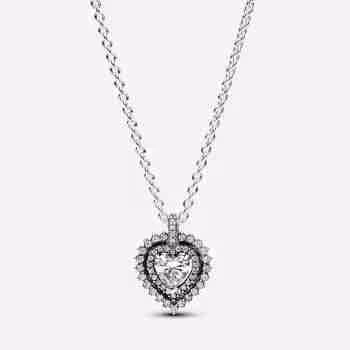 Collana Punto Luce Cuore e Pavè