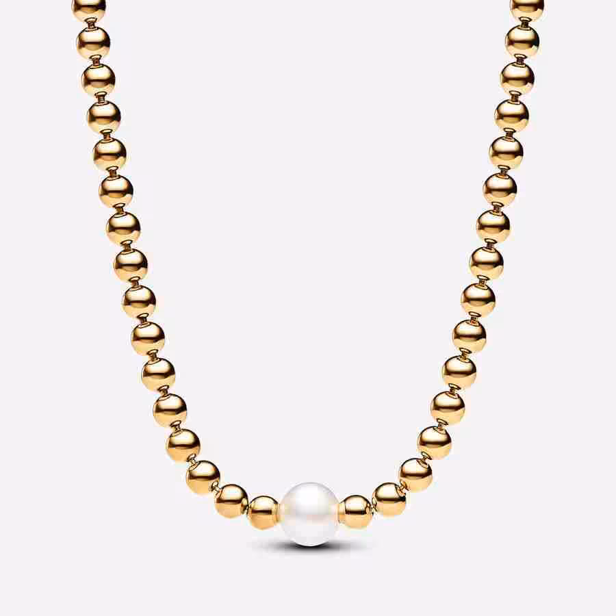 Collana con Perla d’Acqua Dolce Coltivata e Sfere-Placcato oro Collana con Perla dAcqua Dolce Coltivata e Sfere Placcato oro