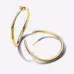 Orecchini Cerchi Aperti 42 mm Linea Sinuosa-Placcato oro