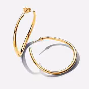 Orecchini Cerchi Aperti 42 mm Linea Sinuosa-Placcato oro