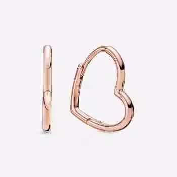 Orecchini Cerchi Cuori Asimmetrici-Placcato oro rosa
