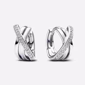 Orecchini Cerchi Linee Intrecciate-Argento sterling