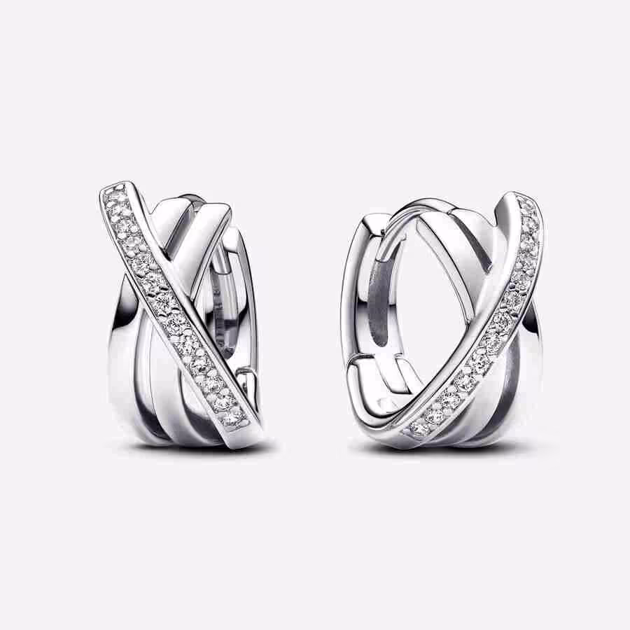 Orecchini Cerchi Linee Intrecciate-Argento sterling Orecchini Cerchi Linee Intrecciate Argento sterling