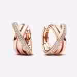 Orecchini Cerchi Linee Intrecciate-Placcato oro rosa Orecchini Cerchi Linee Intrecciate-Placcato oro rosa