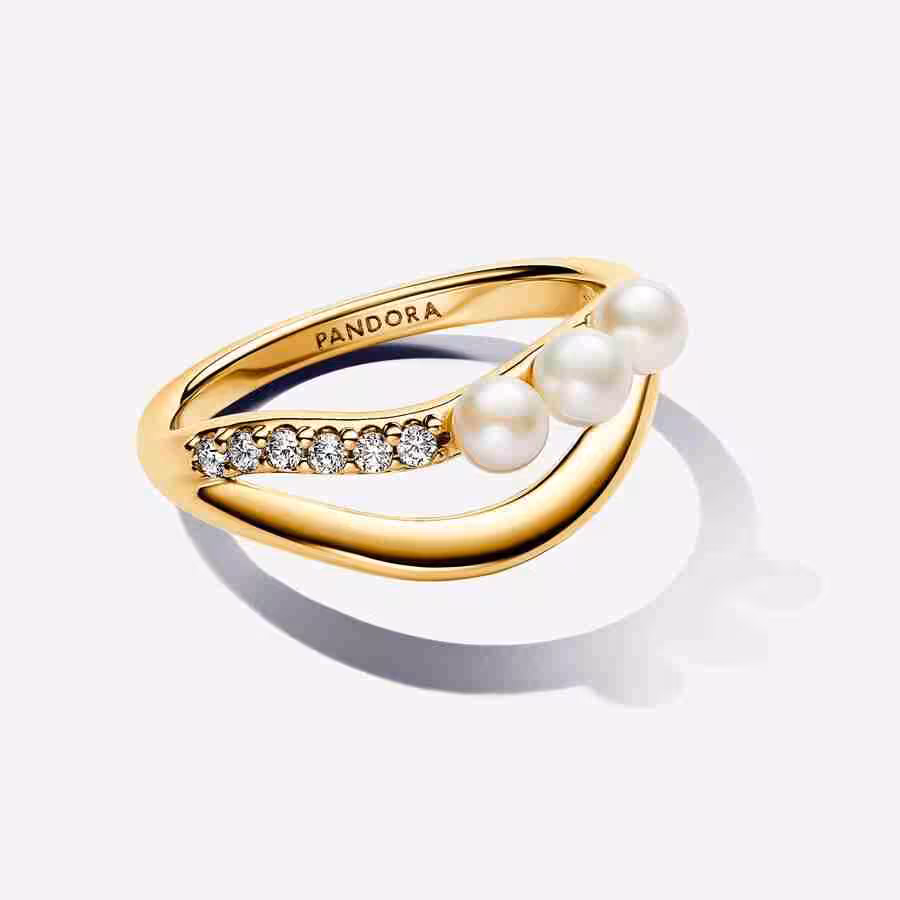Anello Linea Sinuosa con Perle d’Acqua Dolce Coltivate e Pavè_2 (1)