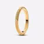 Anello Texture Martellata con Pietre Pandora ME-Placcato oro