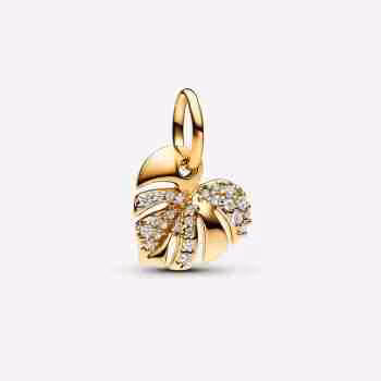 Charm Pendente Foglia di Monstera Scintillante
