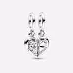 Charm Pendente Cuore Mamma e Figlia Divisibile Charm Pendente Cuore Mamma e Figlia Divisibile