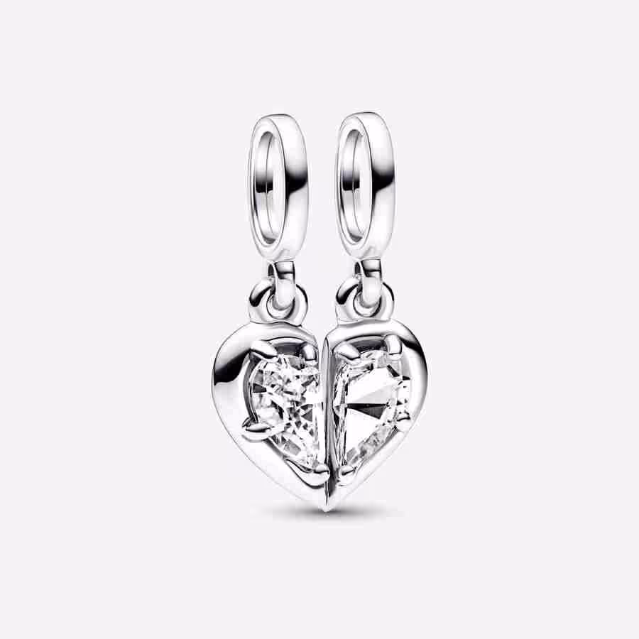 Charm Pendente Cuore Mamma e Figlia Divisibile Charm Pendente Cuore Mamma e Figlia Divisibile