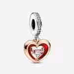 Charm Pendente Cuore Splendente con Pietra Charm Pendente Cuore Splendente con Pietra