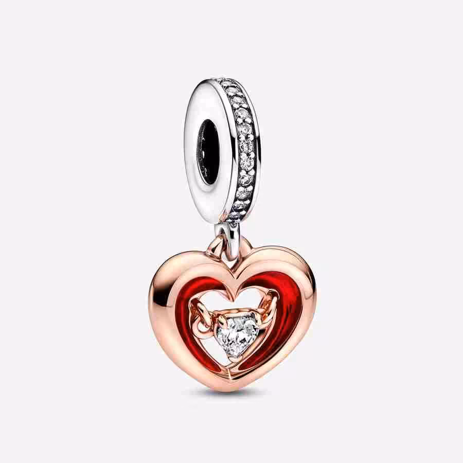 Charm Pendente Cuore Splendente con Pietra Charm Pendente Cuore Splendente con Pietra