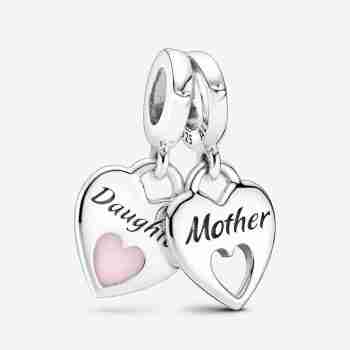 Charm Pendente Cuori Mamma e Figlia divisibile