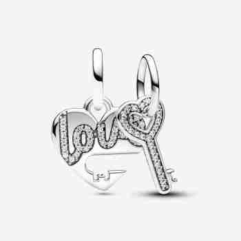 Charm Pendente Divisibile Cuore e Chiave