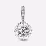 Charm Pendente Doppio Fiocco di Neve Scintillante