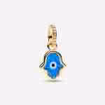 Charm Pendente Mano di Fatima Opale Blu Charm Pendente Mano di Fatima Opale Blu