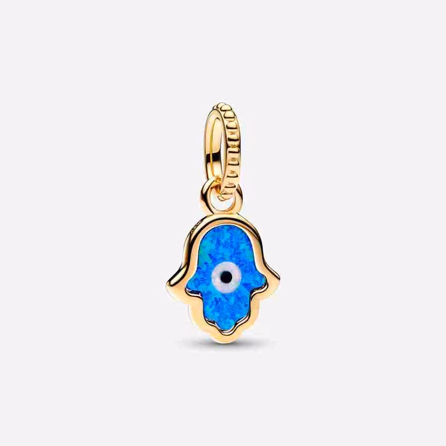 Charm Pendente Mano di Fatima Opale Blu Charm Pendente Mano di Fatima Opale Blu