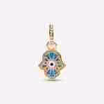 Charm Pendente Mano di Fatima Opale Blu