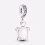 Charm Pendente Tartaruga Marina Rosa Vetro di Murano_2 (2)