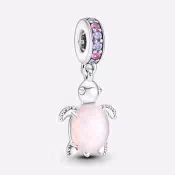 Charm Pendente Tartaruga Marina Rosa Vetro di Murano