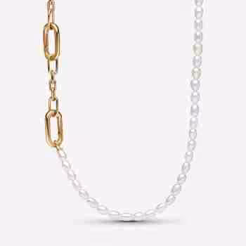 Collana Maglia Link Slim con Perle d’Acqua Dolce Coltivate