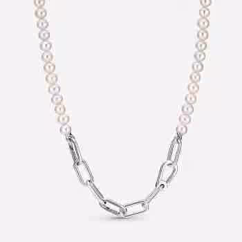 Collana Maglia Link con Perle d’Acqua Dolce Coltivate