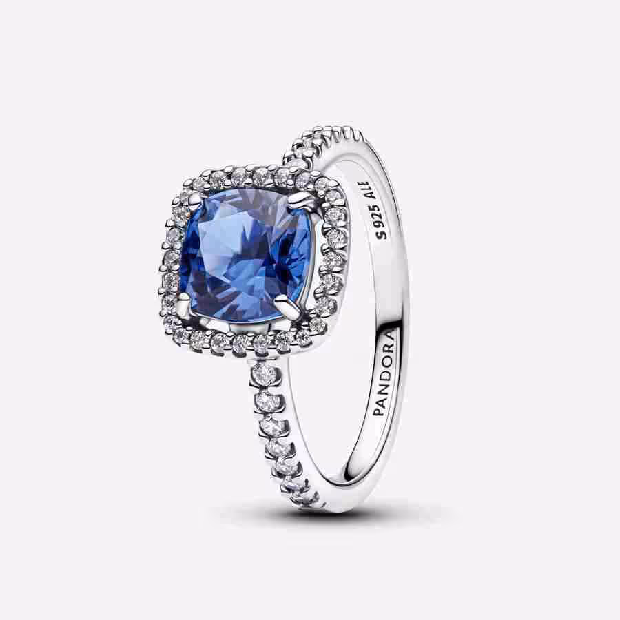 Anello Punto Luce Quadrato Blu Grande Anello Punto Luce Quadrato Blu Grande