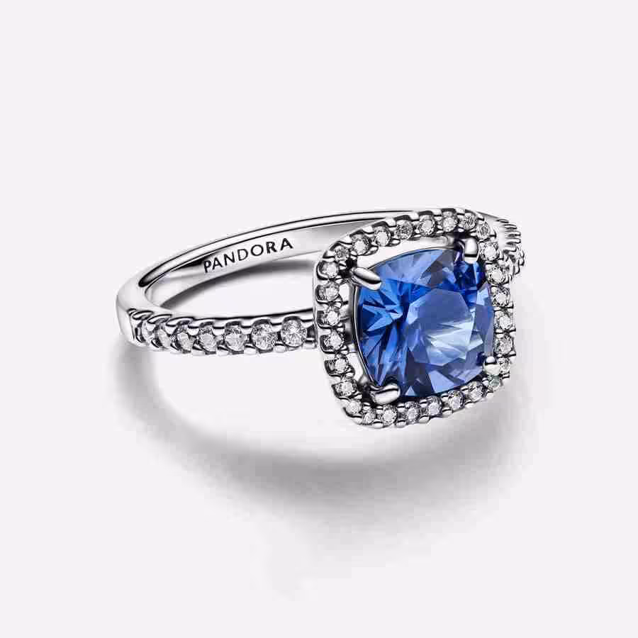 Anello Punto Luce Quadrato Blu Grande_2