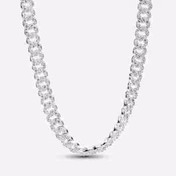 Collana con maglia cubana e pavé