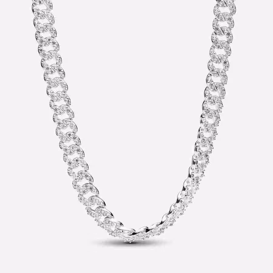 Collana con maglia cubana e pavé Collana con maglia cubana e pave