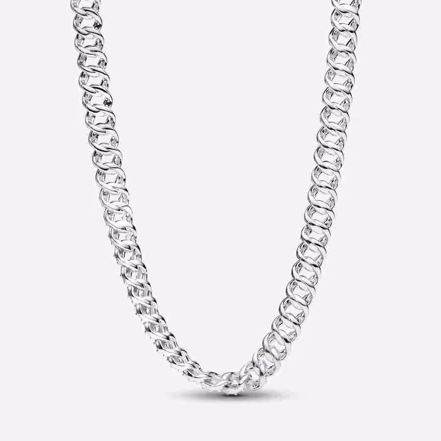 Collana con maglia cubana e pavé_1