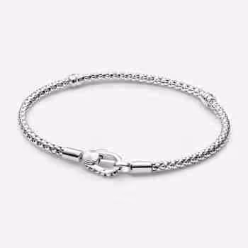 Bracciale Maglia Geometrica con Chiusura a Moschettone